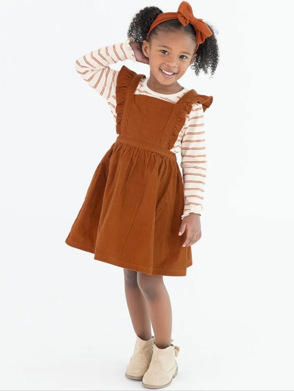 Ruffle Butts Corduroy Dreas Rust Orange 3T - Picture 2 of 6